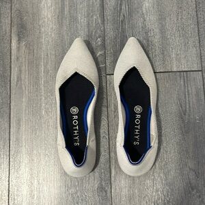 Rothy's Gray Textile Pointed Toe Flats Flax Birdseye Ballet